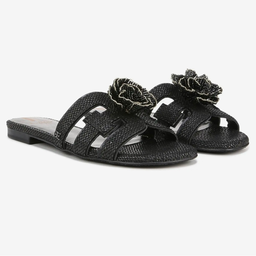 Sam Edelman Bay Flora Black Floral Embellished Sandals